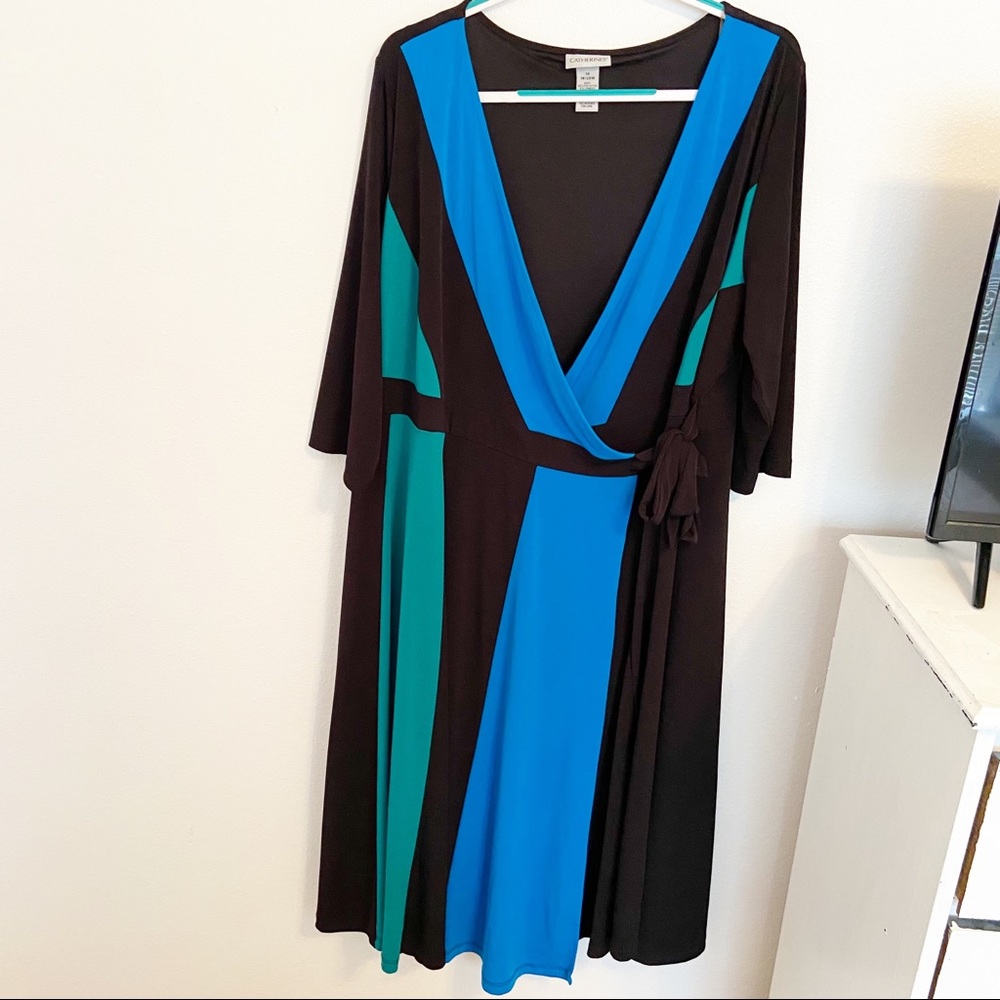 Catherines Women Black Wrap Dress Size 18W